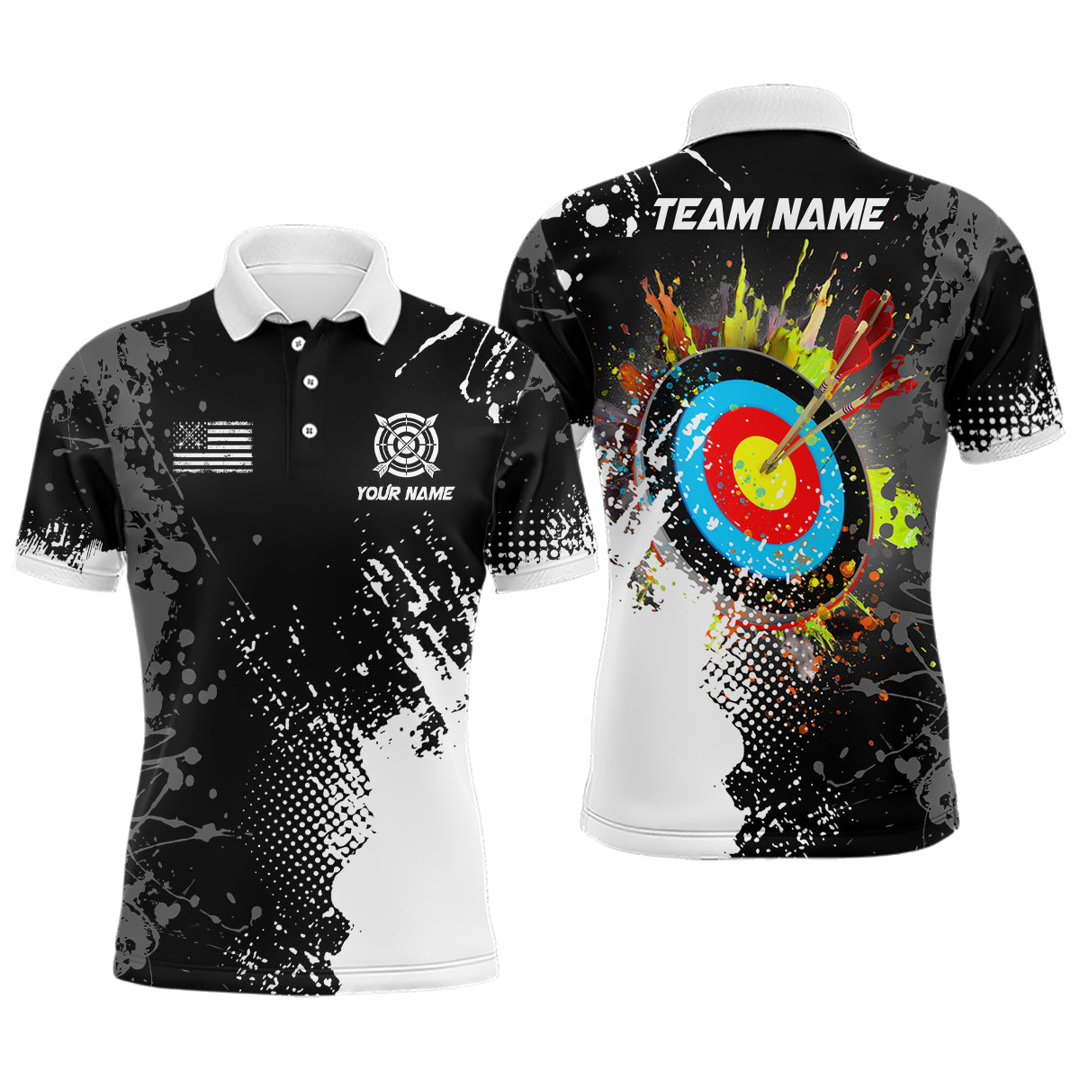 Personalized Paint White 3D Target Archery Men Polo & Quarter-Zip Shirts, Archery Jerseys Attires TDM1969