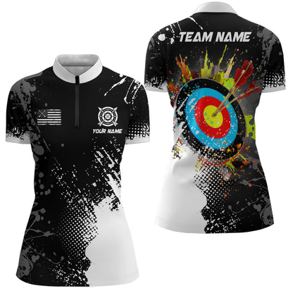 Personalized Paint White 3D Target Archery Women Polo & Quarter-Zip Shirts, Archery Jerseys Attires TDM1969