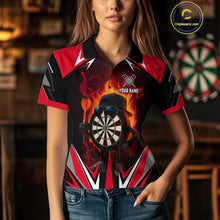 Load image into Gallery viewer, Funny Dartboard Red Flaming Darts Shirt For Women Custom Darts League Jersey Team Polo &amp; Quarter Zip TDM5387