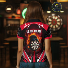 Load image into Gallery viewer, Funny Dartboard Red Flaming Darts Shirt For Women Custom Darts League Jersey Team Polo &amp; Quarter Zip TDM5387