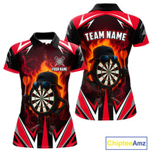 Load image into Gallery viewer, Funny Dartboard Red Flaming Darts Shirt For Women Custom Darts League Jersey Team Polo &amp; Quarter Zip TDM5387
