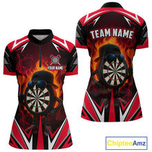 Load image into Gallery viewer, Funny Dartboard Red Flaming Darts Shirt For Women Custom Darts League Jersey Team Polo &amp; Quarter Zip TDM5387