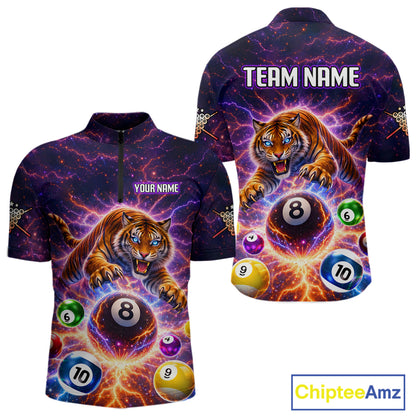 Colorful Billiard Balls Tiger Pool Shirt For Men Custom Thunder Lighting Billiard Team Jersey TDM5685