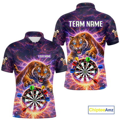 Colorful Thunder Lightning Tiger Darts Shirt For Men Custom Darts Jersey Team Polo & 1/4 Zip TDM5686
