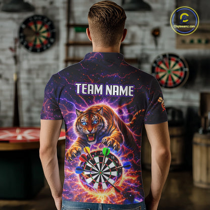 Colorful Thunder Lightning Tiger Darts Shirt For Men Custom Darts Jersey Team Polo & 1/4 Zip TDM5686