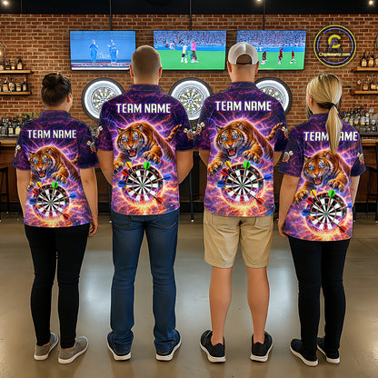 Colorful Thunder Lightning Tiger Darts Shirt For Men Custom Darts Jersey Team Polo & 1/4 Zip TDM5686