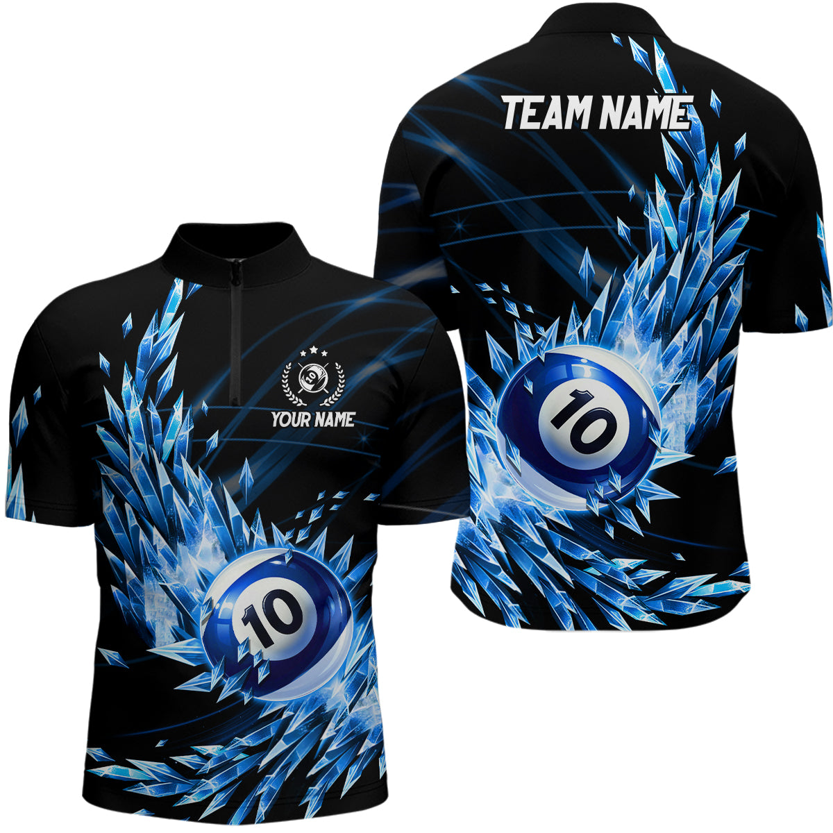 3D Blue Frozen Ice Men Billiard Shirts Personalized 10 Ball Pool Billiard Attire Jerseys TDM1773