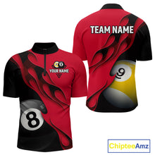 Load image into Gallery viewer, Black And Red Billiard 8 Ball &amp; 9 Ball Pool Shirt For Men Custom Billiard Team Jersey Uniform TDM5162