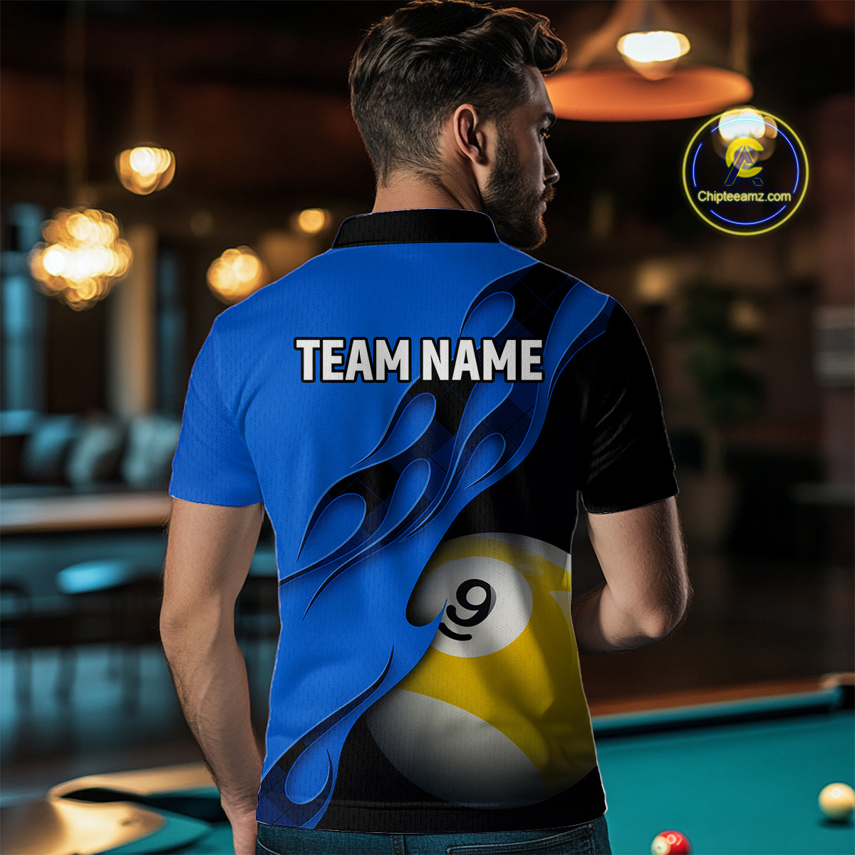 Black And Blue Billiard 8 Ball & 9 Ball Pool Shirt For Men Custom Billiard Team Jersey Uniform TDM5163