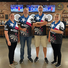 Load image into Gallery viewer, Personalized Grunge Texas Flag Womens Darts Shirt Custom Texas Darts Jersey Team Polo &amp; 1/4 Zip TDM5415
