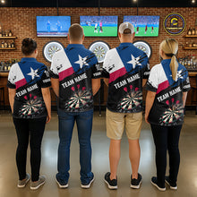 Load image into Gallery viewer, Personalized Grunge Texas Flag Womens Darts Shirt Custom Texas Darts Jersey Team Polo &amp; 1/4 Zip TDM5415