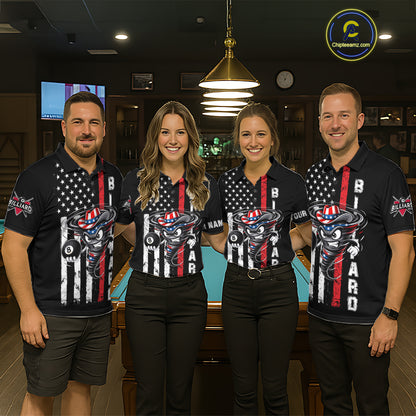 Funny Tornado US Flag 8 Ball Billiard Shirt For Men Custom Pool Team Jersey Polo & Quarter Zip TDM6049