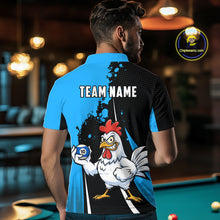 Load image into Gallery viewer, Blue Funny 10 Ball Pool Chicken Billiard Shirt For Men, Billiard Team Jersey Polo &amp; 1/4 Zip TDM6303