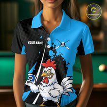 Load image into Gallery viewer, Blue Funny 10 Ball Pool Chicken Billiard Shirt For Women, Billiard Team Jersey Polo &amp; 1/4 Zip TDM6303