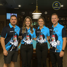 Load image into Gallery viewer, Blue Funny 10 Ball Pool Chicken Billiard Shirt For Men, Billiard Team Jersey Polo &amp; 1/4 Zip TDM6303