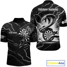 Load image into Gallery viewer, Custom Men's Dart Shirt – Black &amp; White Lightning Cobra Design – Personalized Dart Team Jersey TDM3882
