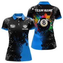 Load image into Gallery viewer, Personalized Paint Colorful 8 Ball Pool Billiard Shirts For Women Custom Blue Grunge Billiard Jerseys TDM2195