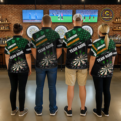 Personalized US Flag St Patrick Day Dart Shirts For Women Custom Patriotic Shamrock Darts Jerseys TDM5708
