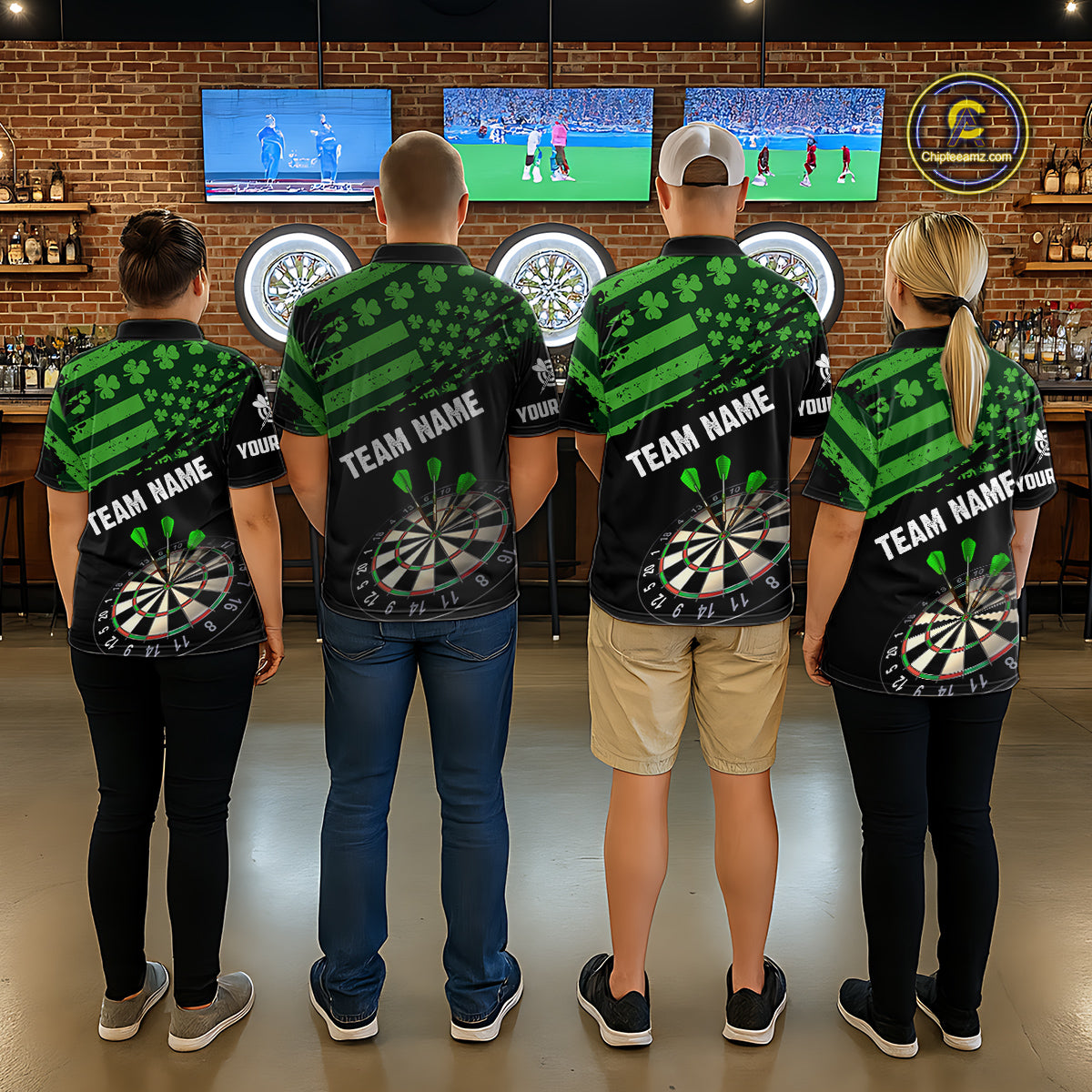 Personalized US Flag St Patrick Day Dart Shirts For Men Custom Luckiest Shamrock Darts Jerseys TDM5709