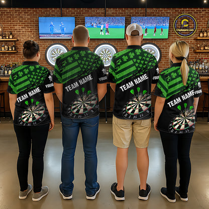 Personalized US Flag St Patrick Day Dart Shirts For Men Custom Luckiest Shamrock Darts Jerseys TDM5709