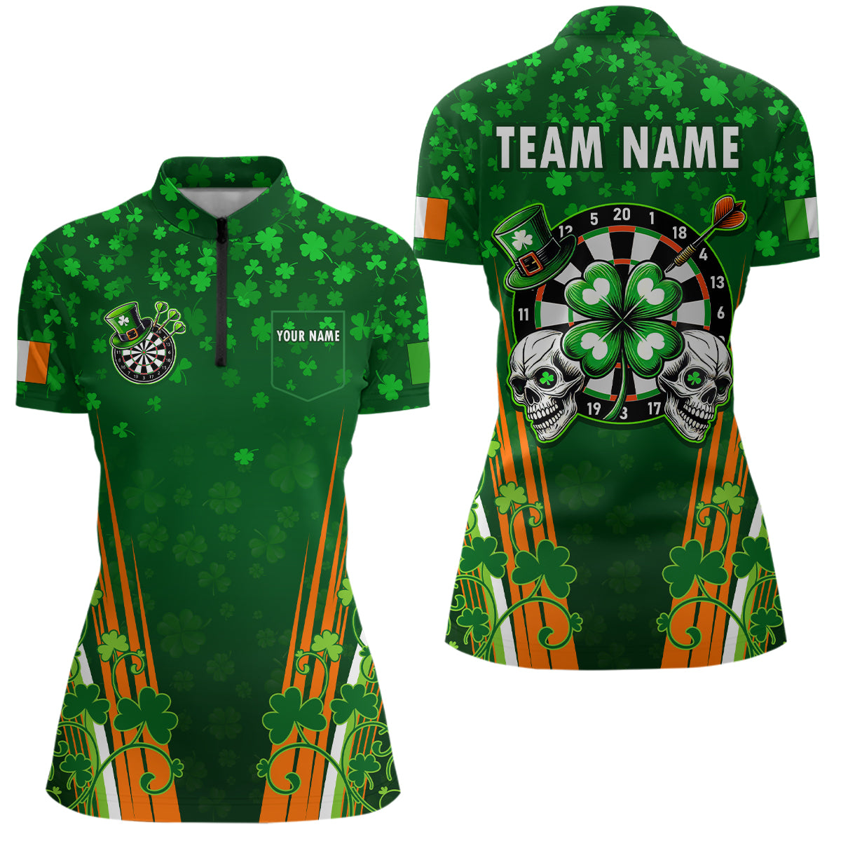 Luckiest Shamrock Skull Dart Shirts For Women Custom Patrick Day Dart Jerseys TDM3554