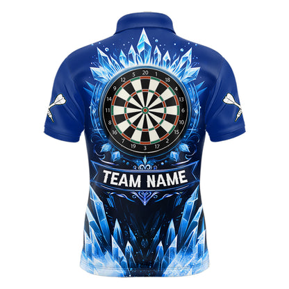 Personalized Blue Dartboard Icy Darts Polo & 1/4 Zip Custom Darts Shirt For Men, Darts Team Jersey TDM5716