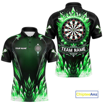 Personalized Green Dartboard Icy Darts Polo & 1/4 Zip Custom Dart Shirt For Men, Darts Team Jersey TDM5717