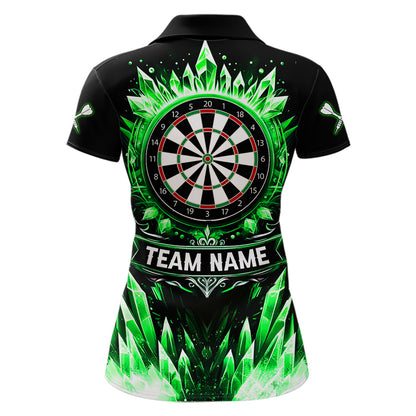 Personalized Green Dartboard Icy Darts Polo & 1/4 Zip Custom Dart Shirt For Women, Darts Team Jersey TDM5717