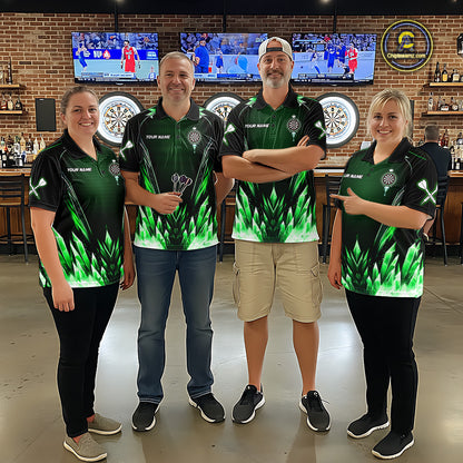 Personalized Green Dartboard Icy Darts Polo & 1/4 Zip Custom Dart Shirt For Women, Darts Team Jersey TDM5717