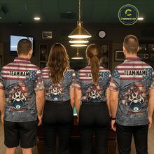 Load image into Gallery viewer, Billiards Vintage US Flag Custom Flame 8 Ball Pool Polo &amp; 1/4 Zip For Men, Billiard Team Jersey TDM6075