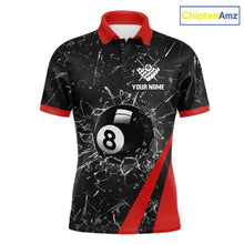 Load image into Gallery viewer, Black And Red Glass Break 8 Ball Billiard Shirt For Men Custom Pool Team Jersey Polo &amp; 1/4 Zip TDM6324