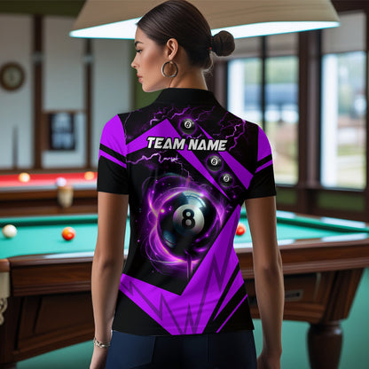 Purple 8 Ball Pool Billiard Jersey For Women Custom Billiard Polo Shirts Team League Billiard Shirts TDM1448