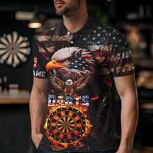 Load image into Gallery viewer, American Flag 3D Dartboard Fire Flame Custom Eagle Darts Shirt For Men, Patriotic Darts Team Jersey TDM1828