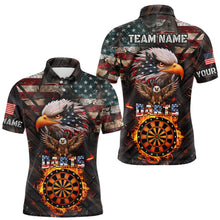 Load image into Gallery viewer, American Flag 3D Dartboard Fire Flame Custom Eagle Darts Shirt For Men, Patriotic Darts Team Jersey TDM1828