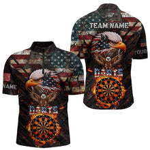 Load image into Gallery viewer, American Flag 3D Dartboard Fire Flame Custom Eagle Darts Shirt For Men, Patriotic Darts Team Jersey TDM1828