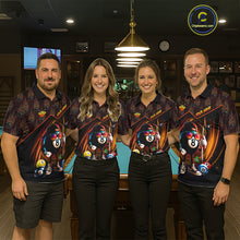 Load image into Gallery viewer, Orange Funny 8 Ball Pool Billiard Shirt For Women Custom Flame Billiard Team Jersey Polo &amp; 1/4 Zip TDM6347