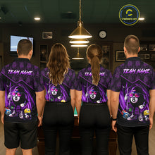 Load image into Gallery viewer, Purple Funny 8 Ball Pool Billiard Shirt For Men Custom Flame Billiard Team Jersey Polo &amp; 1/4 Zip TDM6348