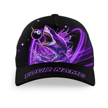 Load image into Gallery viewer, Personalized Purple 8 Ball Shark Billiard Hats For Pool Player Custom 3D Billiard Baseball Caps TDM3734