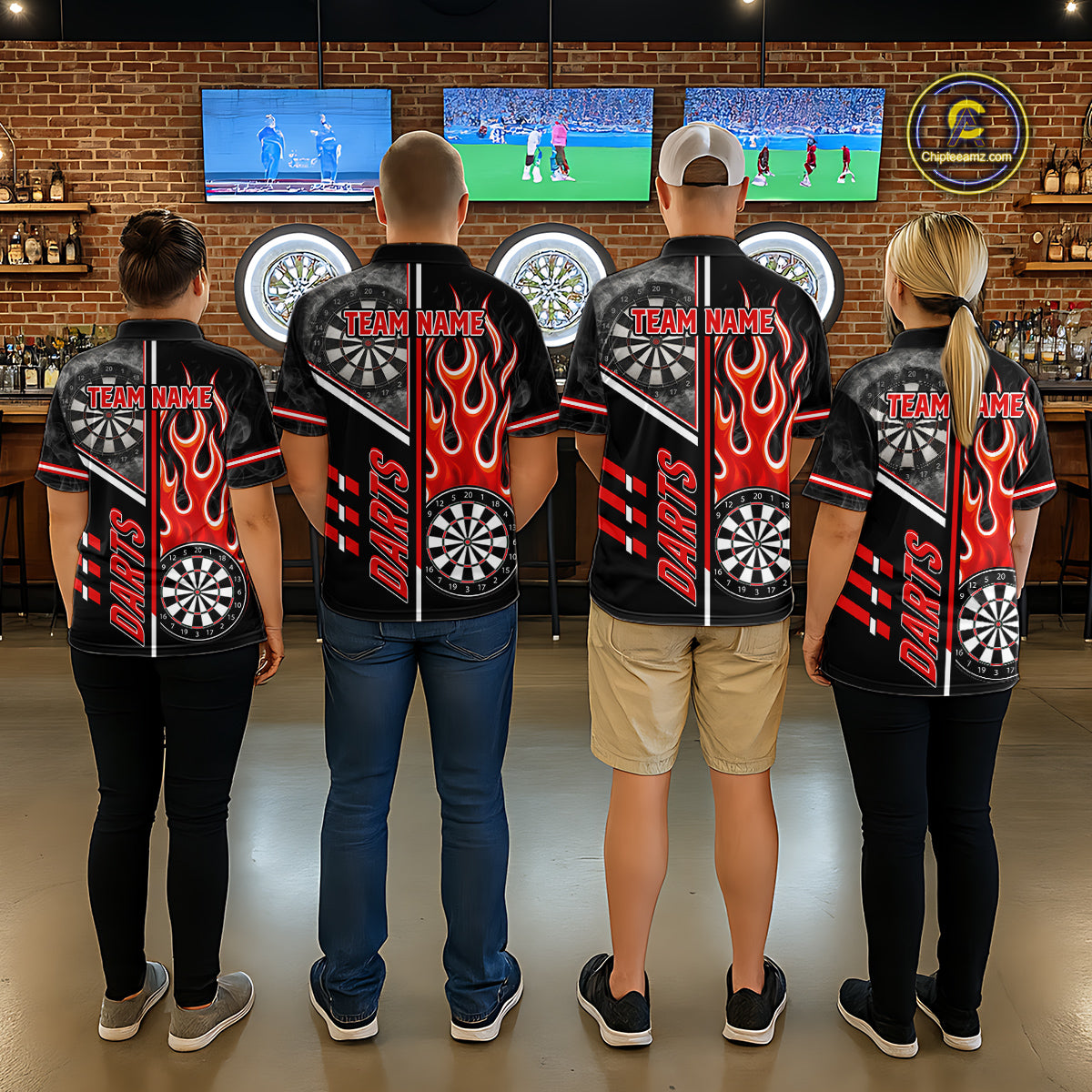 Black And Red Flaming Smoke Darts Shirt For Men Custom Darts Jersey Team Polo & 1/4 Zip TDM6095