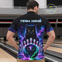 Load image into Gallery viewer, Neon Funny Cat Bowling Jersey Polo &amp; 1/4 Zip For Men Custom Bowling Team Jersey, Bowling Gifts TDM6359
