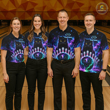 Load image into Gallery viewer, Neon Funny Cat Bowling Jersey Polo &amp; 1/4 Zip For Women Custom Bowling Team Jersey, Bowling Gifts TDM6359