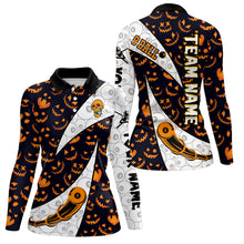 Load image into Gallery viewer, Custom Pumpkin Pattern Halloween Billiard Women's Shirts Best Halloween Polo Shirts TDM0377