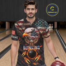 Load image into Gallery viewer, Vintage American Flag Bowling Shirt For Men Custom Eagle Bowling Team Jersey Polo &amp; 1/4 Zip TDM6107