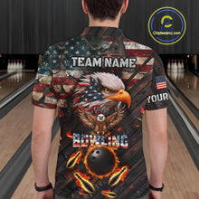 Load image into Gallery viewer, Vintage American Flag Bowling Shirt For Men Custom Eagle Bowling Team Jersey Polo &amp; 1/4 Zip TDM6107