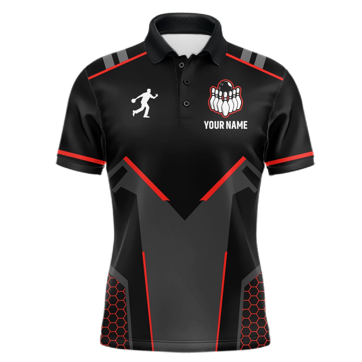 Personalized Bowling Jersey For Men Custom Black And Red Bowling Team Shirt Polo & 1/4 Zip TDM6116