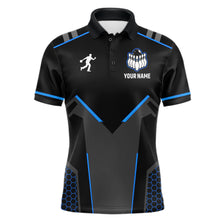 Load image into Gallery viewer, Personalized Bowling Jersey For Men Custom Black And Blue Bowling Team Shirt Polo &amp; 1/4 Zip TDM6117