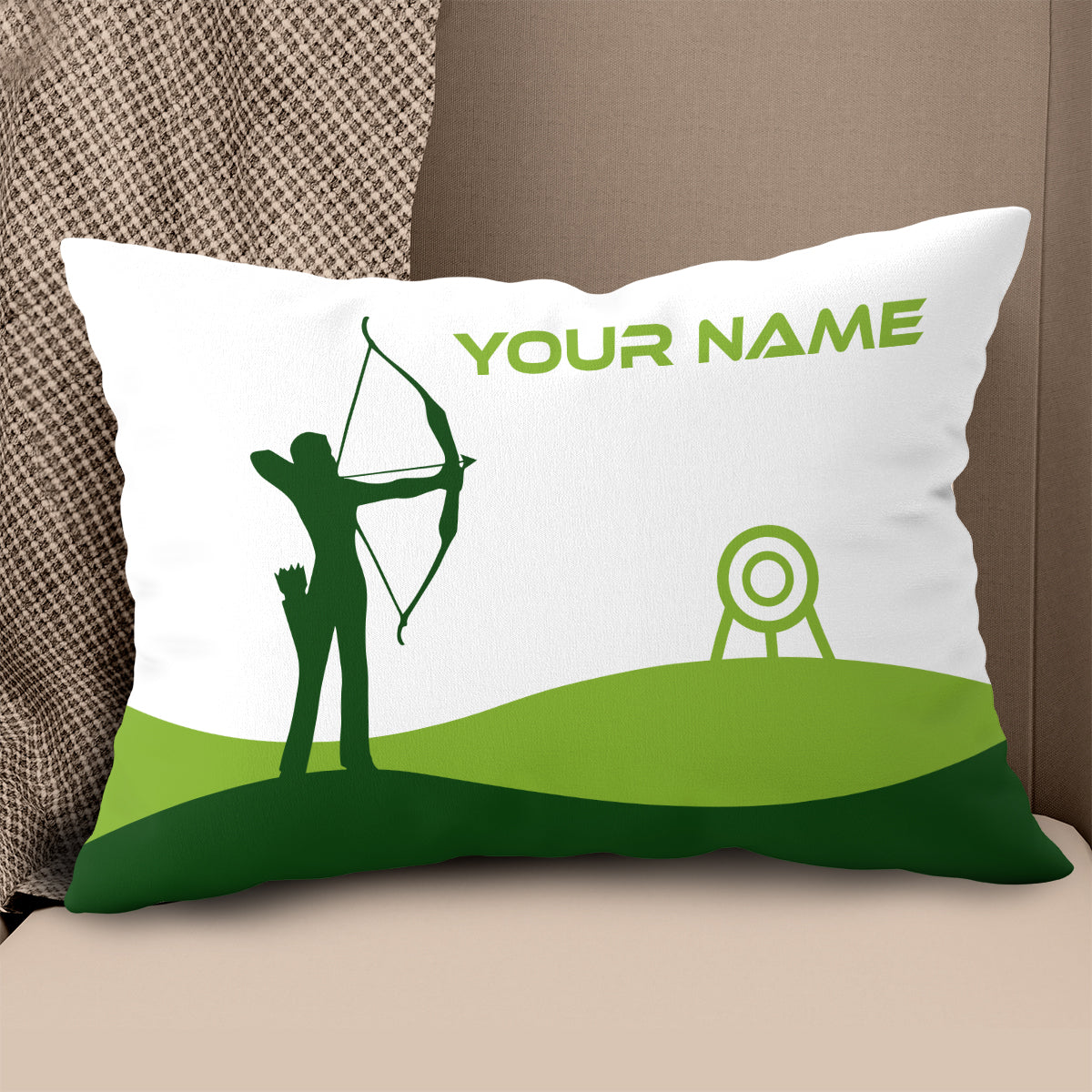 Custom Green White Archery Women Player Pillow, Best Decorative Pillows TDM0766