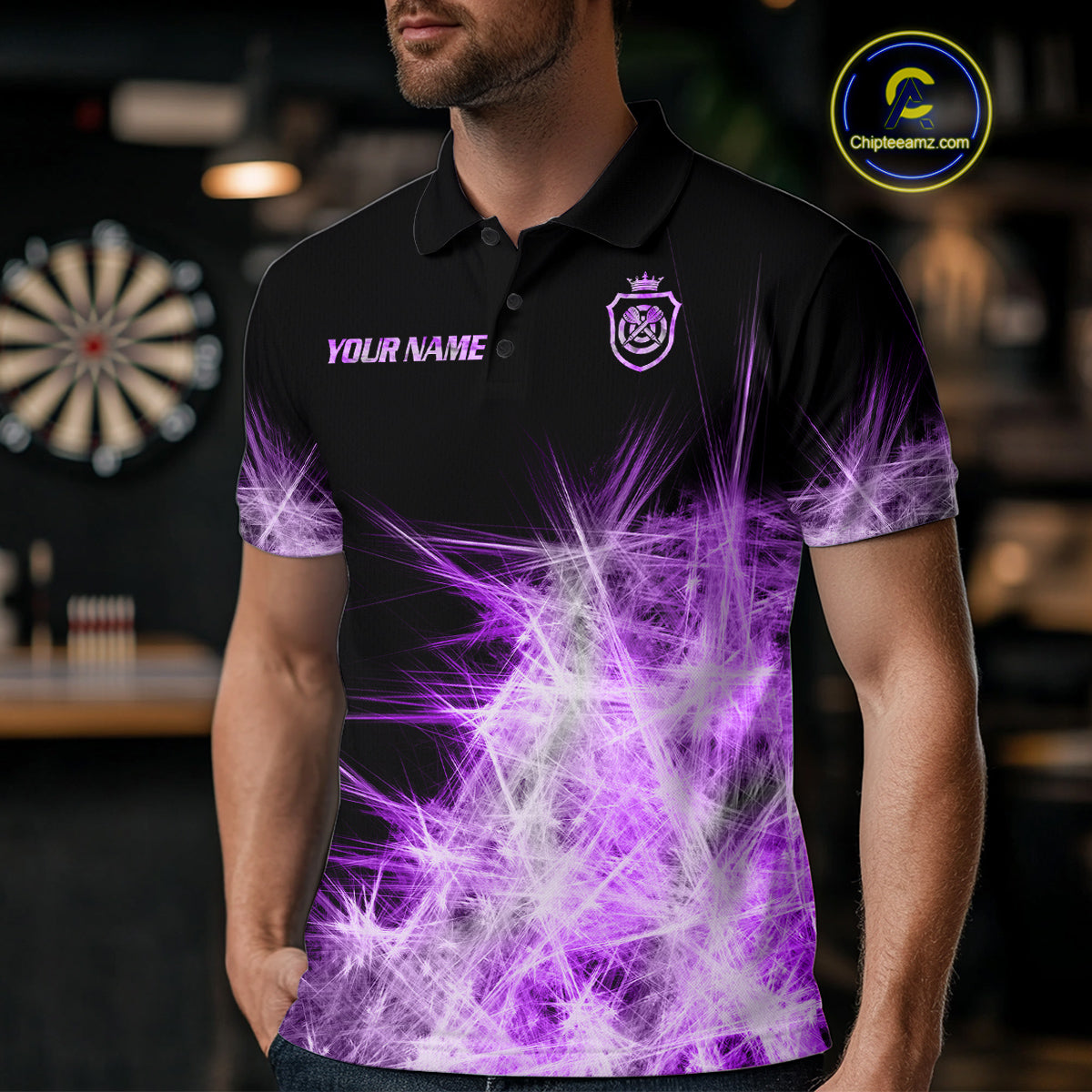 Purple Icy Light Mens Darts Polo & Quarter Zip Shirts Custom Dart Shirts For Team Darts Jerseys TDM5254