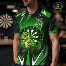Load image into Gallery viewer, Green Funny Sauropod Darts Shirt For Men Custom Lightning Darts Team Jersey Polo &amp; 1/4 Zip TDM5967