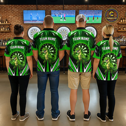 Green Funny Sauropod Darts Shirt For Women Custom Lightning Darts Team Jersey Polo & 1/4 Zip TDM5967